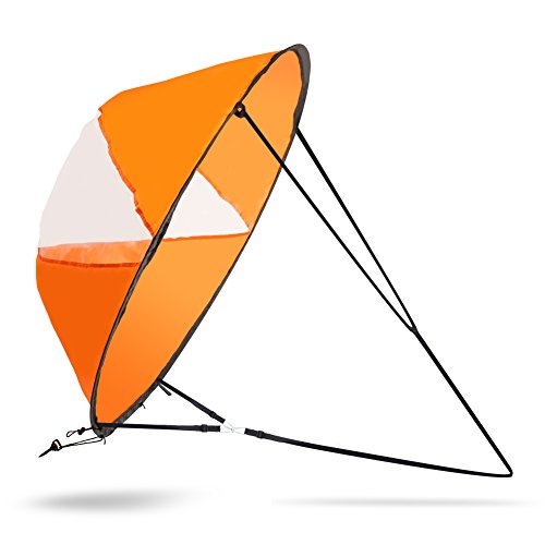 UPALDHOU 42,5-Zoll-Windsegel, Faltbares Kajak-Segel, Windsegel-Set, Ruderboot-Segel mit Klarem Fenster für Boote, Kajaks, Kanus (ORANGE) von UPALDHOU