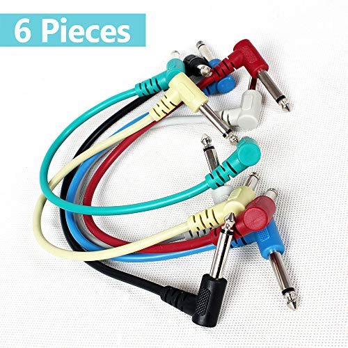 UPALDHOU 6pcs Guitar Patch Cables Ultra Flexible 21 Cm Rechte Winkel -Ts -Stecker mit Abschirmentwurf für Pedalboards Mikrofone Verstärker Audioausrüstung UPALDHOU 6pcs Guitar Patch Cables Ultra Flexible 21 Cm Rechte Winkel -Ts -Stecker mit Abschirmentwurf für Pedalboards Mikrofone Verstärker Audioausrüstung von UPALDHOU