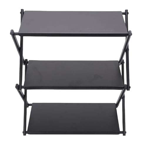 UPALDHOU Carbon -Stahl -Falten Camping Tabelle 3 Schicht Tragbares Regal mit 30 Kg Ladungskapazität X Rahmen Design Zum BBQ Strandpicknick von UPALDHOU