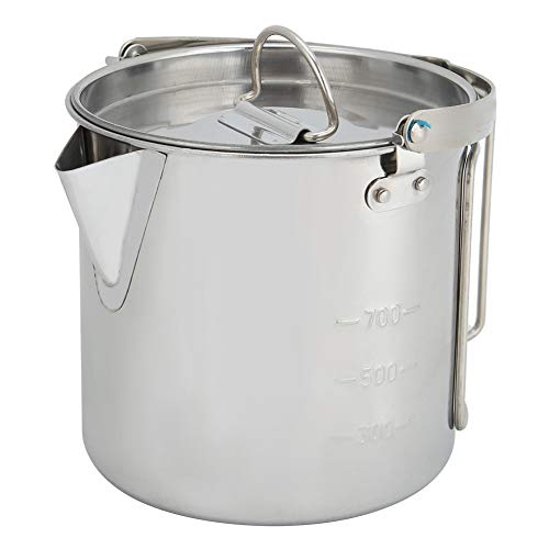 UPALDHOU Edelstahl -Teekanne Zum Campen, 1,2 L Hängende Wasserkessel mit Lagerbeutel, Geeignet für Outdoor -Abenteuer von UPALDHOU