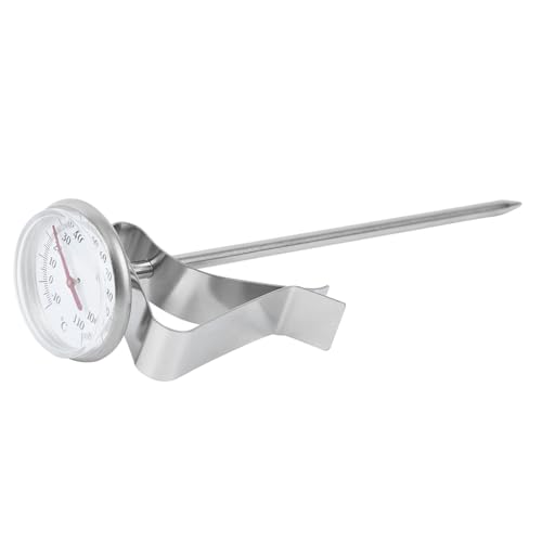 UPALDHOU Edelstahlkaffeethermometer -Temperaturmesser mit Großem Runden Zifferblatt für Milch- und Grillküchenzubehör (kurz) von UPALDHOU