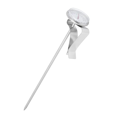 UPALDHOU Edelstahlkaffeethermometer -Temperaturmesser mit Großem Runden Zifferblatt für Milch- und Grillküchenzubehör (lang) von UPALDHOU