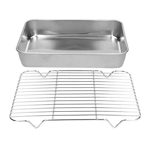 UPALDHOU Einfache Rostfreie Stahlbraten und Rack -Set für Köstliches Gegrilltes Fleisch, Backvorgänge (23.5 * 17.5 * 5CM) von UPALDHOU