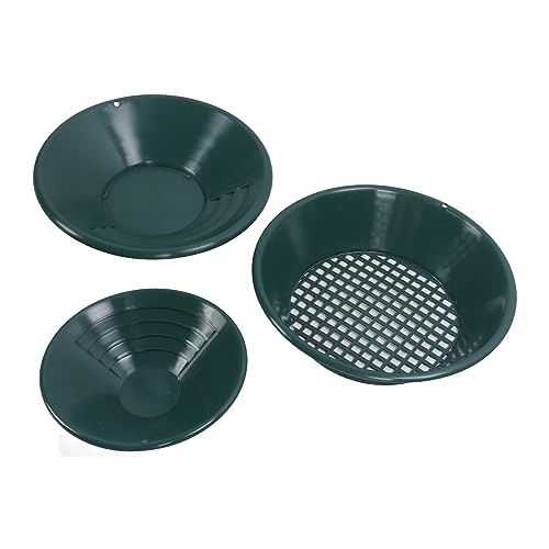 UPALDHOU Gold Panning Pan Kit ABS Kunststoff Hand Betrieben Runde Goldbagger -Prospektionstools für Nugget -Planung und Mine Prospektion 3pcs von UPALDHOU