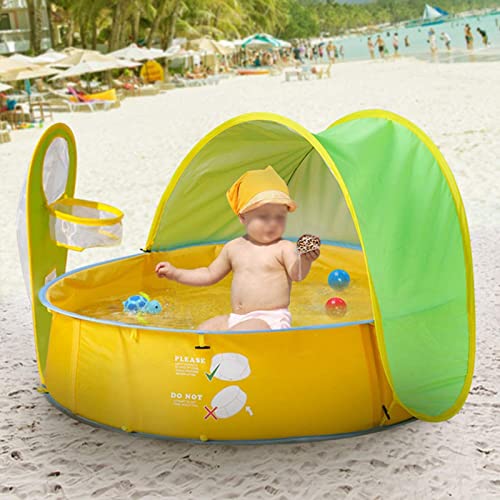 UPALDHOU Kinderpoolzelt Schwimmspielhaus Tragbares Sommer Im Freien Strandzelt mit UV 50+ Sonnenschutz Mini Pool für Baby Kleinkinder von UPALDHOU