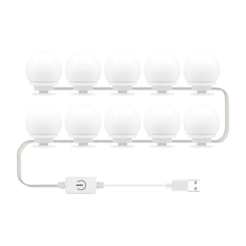 UPALDHOU LED -Spiegellicht, Unendliches Dimmen, 3 Farbtemperaturen, für Waschtisch, Ankleidezimmer oder Badezimmer mit Einfacher Installation und USB -Leistung (10 Glühbirnen) von UPALDHOU