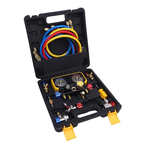 UPALDHOU Messing -Verteiler -Messgerät für R410A R32 R134A R22 Kältemittel Genaue Messwerte für die Effiziente HLK Wartung Professioneller Gebrauch von UPALDHOU