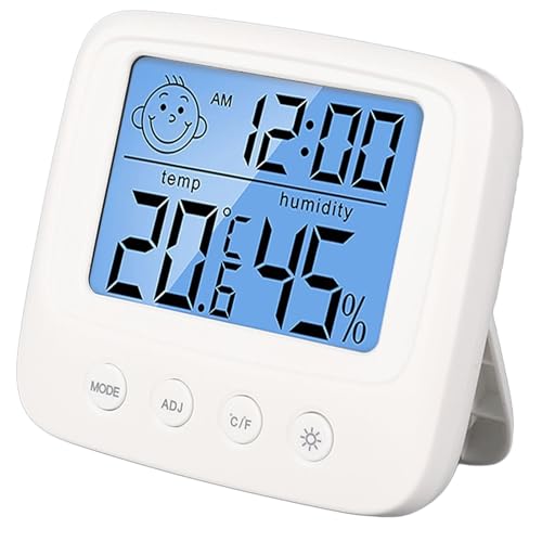 UPALDHOU Minimalistisches Design Digital Thermometer Hygrometer Wecker für Kinderzimmer Schlafzimmer ABS LCD GRAU 1 SET von UPALDHOU