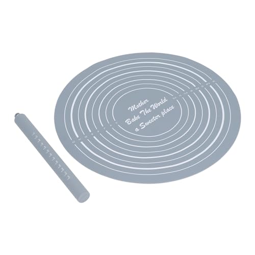 UPALDHOU Nicht -Stokrolspin Rolling Roller Set Silikonmatte, Praktische Werkzeuge für Heimküchenschalen, Teigmatte für Bäckereigeschäft (GRAY) von UPALDHOU