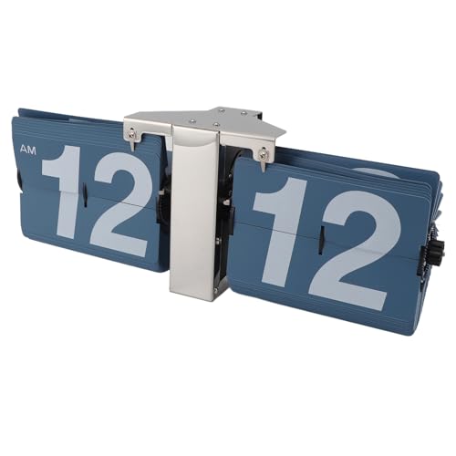 UPALDHOU Retro Digital Flip Down Clock Vintage Automatische Flip -Uhr (Silberständer und Blue Flip) von UPALDHOU