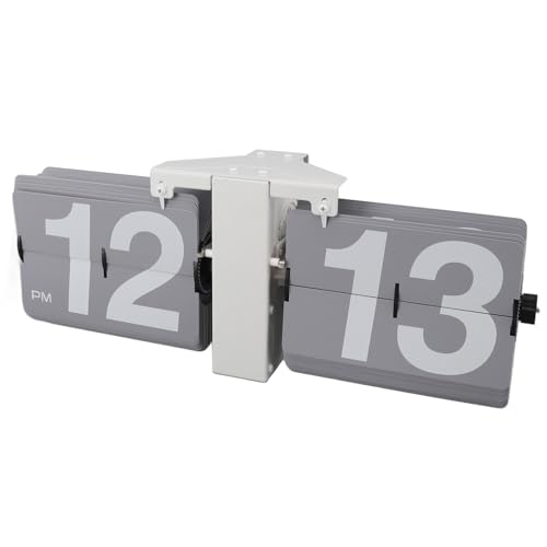 UPALDHOU Retro Digital Flip Down Clock Vintage Automatische Flip -Uhr (Weißer Stand und Grauer Flip) von UPALDHOU