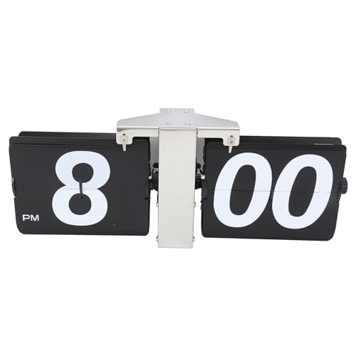 UPALDHOU Retro Mechanical Flip Clock Vintage Style Battery Driven Flip Deskuhr für Wohnzimmer Schlafzimmer, PVC -Material (Black) von UPALDHOU