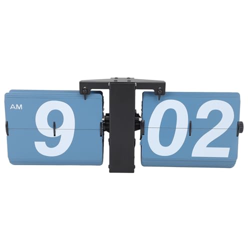 UPALDHOU Retro Mechanical Flip Clock Vintage Style Battery Driven Flip Deskuhr für Wohnzimmer Schlafzimmer, PVC -Material (Schwarz und blau) von UPALDHOU
