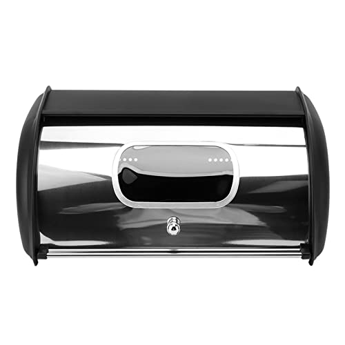 UPALDHOU Space -rettende Brotbox -Brotbehälter Lagerbehälter für Küchenarbeitsplatte, Eisenhalter mit Großer Kapazität für Ordentliche und Tisch, Praktischer Lagerbehälter mit Fensterdesign, (BLACK) von UPALDHOU