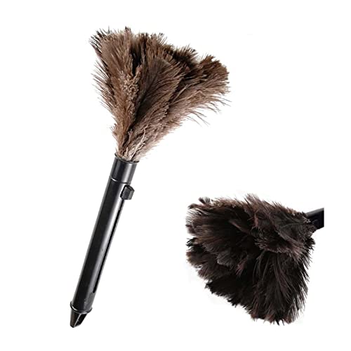 UPALDHOU Tragbarer Mini -Duster mit Griff Kompaktes Waschbarer Brauner Hühnerfedern ABS -Material von UPALDHOU