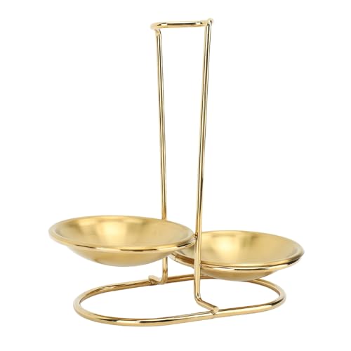 UPALDHOU Vertikale Suppenköpfe Halter Edelstahl Organizer Ständer für Küchenutensilien Kochgeschirr Heißtopf Esstisch (Golden mit 2 Teller) von UPALDHOU