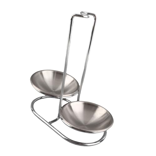 UPALDHOU Vertikale Suppenköpfe Halter Edelstahl Organizer Ständer für Küchenutensilien Kochgeschirr Heißtopf Esstisch (Silber mit 2 Teller) von UPALDHOU