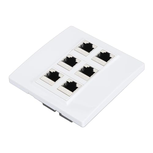UPALDHOU Weibliche Bis Weibliche Cat6 - -Jack Wandplatte mit 6 Anschlüssen, Auslassbox für Standardgrößen, Ideal für Cat6 Ethernet Verbindungen, ABS Material von UPALDHOU