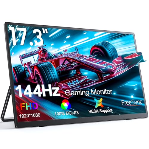 144Hz Portable Monitor 17.3 Zoll, UPERFECT Tragbarer Display USB C Monitor mit 1920 * 1080 Full HD IPS Bildschirm HDMI 2 Typ-C für PC Handy Laptop PS3/4/5 Switch Xbox von UPERFECT