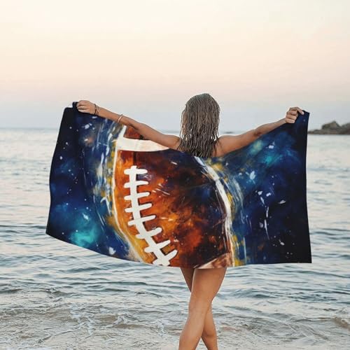 UPGENT Galaxy Space American Football bedrucktes Mikrofaser-Badetuch, 80 x 160 cm, schnell trocknende und saugfähige Strandtücher für Reisen, Strand, Yoga und Fitnessstudio von UPGENT