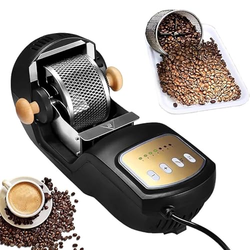 1600 W KaffeebohnenröSter, 300 G KaffeebohnenröStmaschine – KüHlfunktion + 7 GäNge Temperatur Einstellbar, Diy Edelstahl-Rollen-Backmaschine von UPIKIT