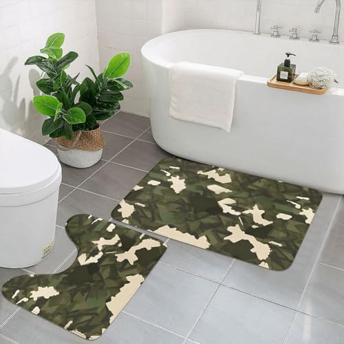 UPIKIT Armee-Camouflage-Fußmatten, saugfähig, rutschfest, 2er-Set, für Badezimmer, Küche, Heimdekoration von UPIKIT