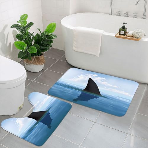UPIKIT Blue Fish saugfähige, rutschfeste Fußmatten, 2er-Set, für Badezimmer, Küche, Heimdekoration von UPIKIT