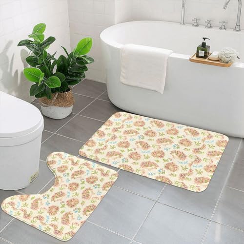 UPIKIT Bodenmatten mit Blumenmotiv, saugfähig, rutschfest, 2 Stück, für Badezimmer, Küche, Heimdekoration von UPIKIT
