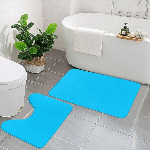UPIKIT Einfarbige hellblaue saugfähige, rutschfeste Fußmatten, 2er-Set, für Badezimmer, Küche, Heimdekoration von UPIKIT