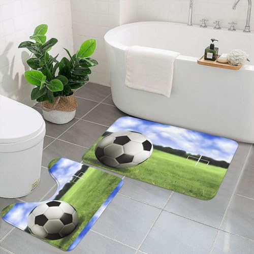 UPIKIT Fußmatten mit Fußball-Hintergrund, saugfähig, rutschfest, 2er-Set, für Badezimmer, Küche, Heimdekoration von UPIKIT