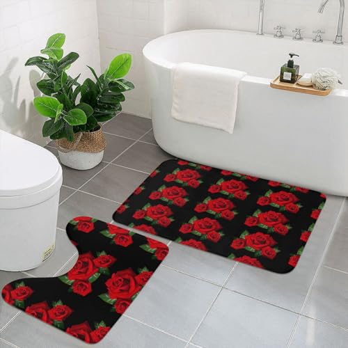 UPIKIT Gotische Rose, saugfähige, rutschfeste Fußmatten, 2er-Set, für Badezimmer, Küche, Heimdekoration von UPIKIT