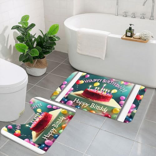 UPIKIT Happy Birthday Schöne saugfähige rutschfeste Fußmatten Set von zwei für Badezimmer Küche Heimdekoration von UPIKIT