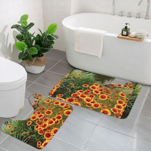 UPIKIT Himmlische Chrysantheme (1) saugfähige, rutschfeste Fußmatten, 2er-Set, für Badezimmer, Küche, Heimdekoration von UPIKIT