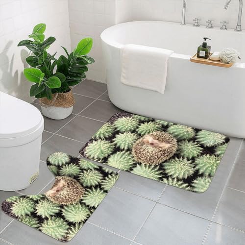 UPIKIT Igel-Kaktus-Fußmatten, saugfähig, rutschfest, 2er-Set, für Badezimmer, Küche, Heimdekoration von UPIKIT