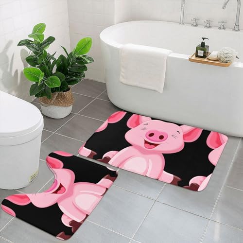 UPIKIT Little Pink Pig saugfähige, rutschfeste Fußmatten, 2er-Set, für Badezimmer, Küche, Heimdekoration von UPIKIT