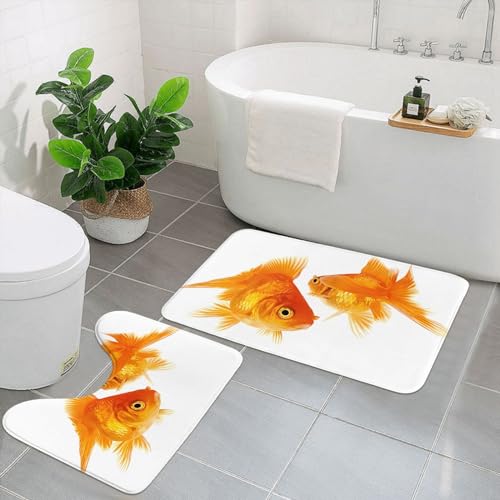 UPIKIT Niedliche Goldfisch-Fußmatten, saugfähig, rutschfest, 2 Stück, für Badezimmer, Küche, Heimdekoration von UPIKIT