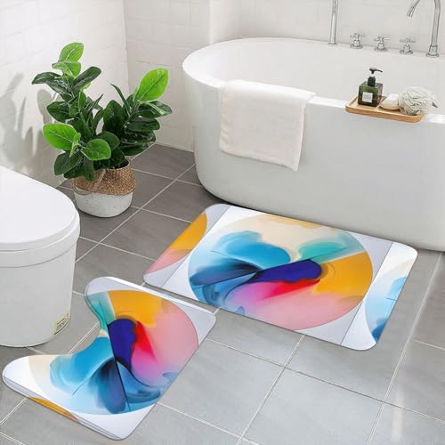 UPIKIT Runde Wasserfarben-Malerei, saugfähig, rutschfest, 2er-Set, für Badezimmer, Küche, Heimdekoration von UPIKIT