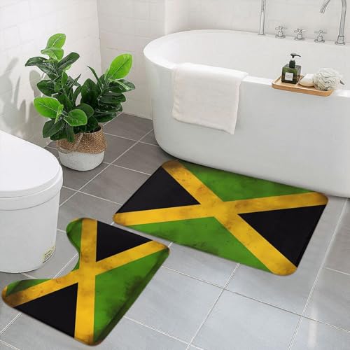 UPIKIT Rutschfeste Fußmatten, Motiv: alte Jamaikanische Flagge, 2er-Set, für Badezimmer, Küche, Heimdekoration von UPIKIT