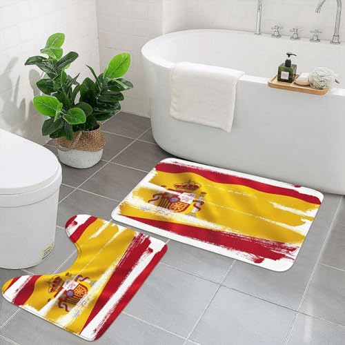 UPIKIT Saugfähige rutschfeste Fußmatten mit Spanien-Flagge, 2er-Set, für Badezimmer, Küche, Heimdekoration von UPIKIT
