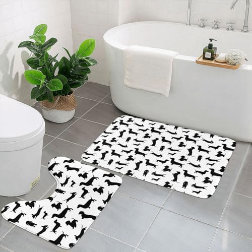 UPIKIT Schwarze Hunde-Fußmatten, saugfähig, rutschfest, 2 Stück, für Badezimmer, Küche, Heimdekoration von UPIKIT