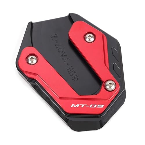 UPIKIT Standstütze Motorrad-Ständerplatten-Auflage, Zubehör, Vergrößerte Seitenständerplatte Für Y&amaha MT-09 MT09 SP FZ09 2015-2023 2024 Fußplattenvergrößerer(ROT) von UPIKIT