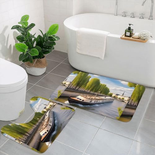UPIKIT View Of The Seine saugfähige, rutschfeste Fußmatten, 2er-Set, für Badezimmer, Küche, Heimdekoration von UPIKIT