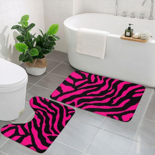 UPIKIT Zebra Tiger Leopard Rosa saugfähige rutschfeste Fußmatten Set von zwei für Badezimmer Küche Heimdekoration von UPIKIT