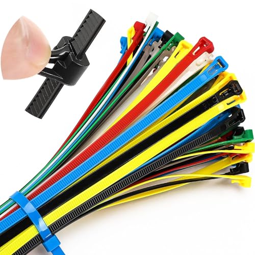 UPINS Bunte Kabelbinder Set, 120 Stück Wiederverschließbar 300 x 7,6mm Wiederverwendbare Kabelbinder UV Beständig für Familie Werkstatt Garten Kabelmanagement von UPINS