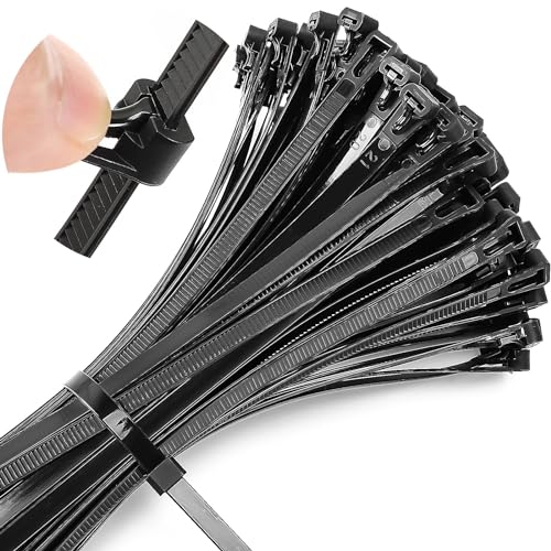 UPINS Schwarz Kabelbinder Set, 120 Stück Wiederverschließbar Kabelbinder 300 x 7,6mm Wiederverwendbare UV Beständig für Familie Werkstatt Garten Kabelmanagement von UPINS