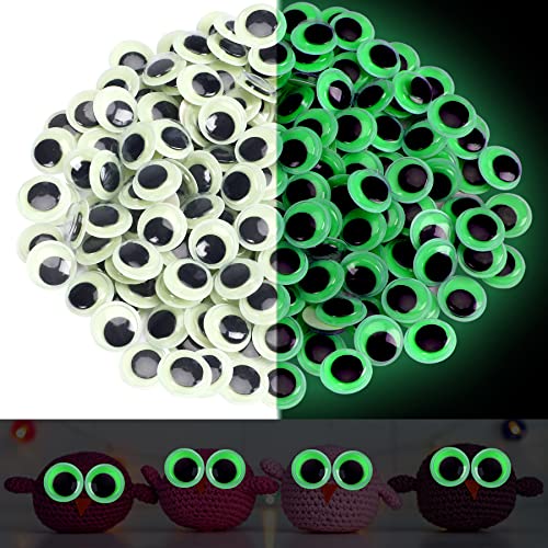 UPINS Wackelaugen Selbstklebend, 300 Stück Leuchtende Selbstklebende Wackelaugen Kunststoff Kulleraugen Selbstklebend für DIY Kunsthandwerk Aufkleber Dekoration 10 mm von UPINS