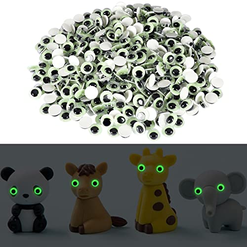 UPINS Wackelaugen Selbstklebend, 500 Stück Leuchtende Selbstklebende Wackelaugen Kunststoff Kulleraugen Selbstklebend für DIY Kunsthandwerk Aufkleber Dekoration 8mm von UPINS