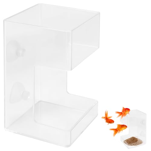 Aquarium-Abtropfschale mit Saugnapf, 9,5 x 6,9 cm, transparenter Fischfutterhalter für Schildkröten, Garnelen, Betta, Fütterung (quadratisch) von UPIQNG
