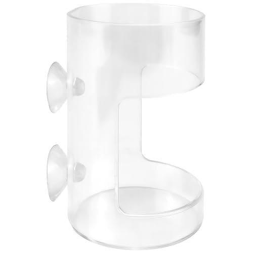 Aquarium-Abtropfschale mit Saugnapf, 9,5 x 6,9 cm, transparenter Fischfutterhalter für Schildkröten, Garnelen, Betta, Fütterung (rund) von UPIQNG