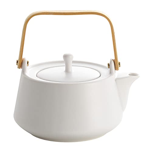 UPJAKS Teekanne aus Keramik mit Bugholzgriff Keramik-Teebereiter 800 ml Porzellan-Teekanne für losen Tee und Kaffee von UPJAKS